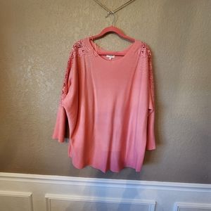 SIREN LILY WOMAN Pink with Silver Stone Sweater Size 2X